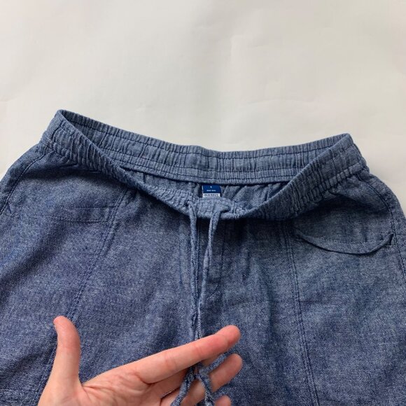 Old Navy Blue Chambray Linen Blend High Rise Pull On Shorts S - Picture 2 of 5